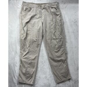 Chico's Pants Womens 2 Beige Khakis Twill Elastic Waist Tapered Pleated Fit